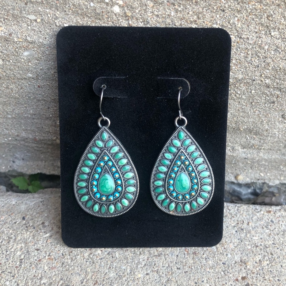 New Boho Silver Teardrop Earrings